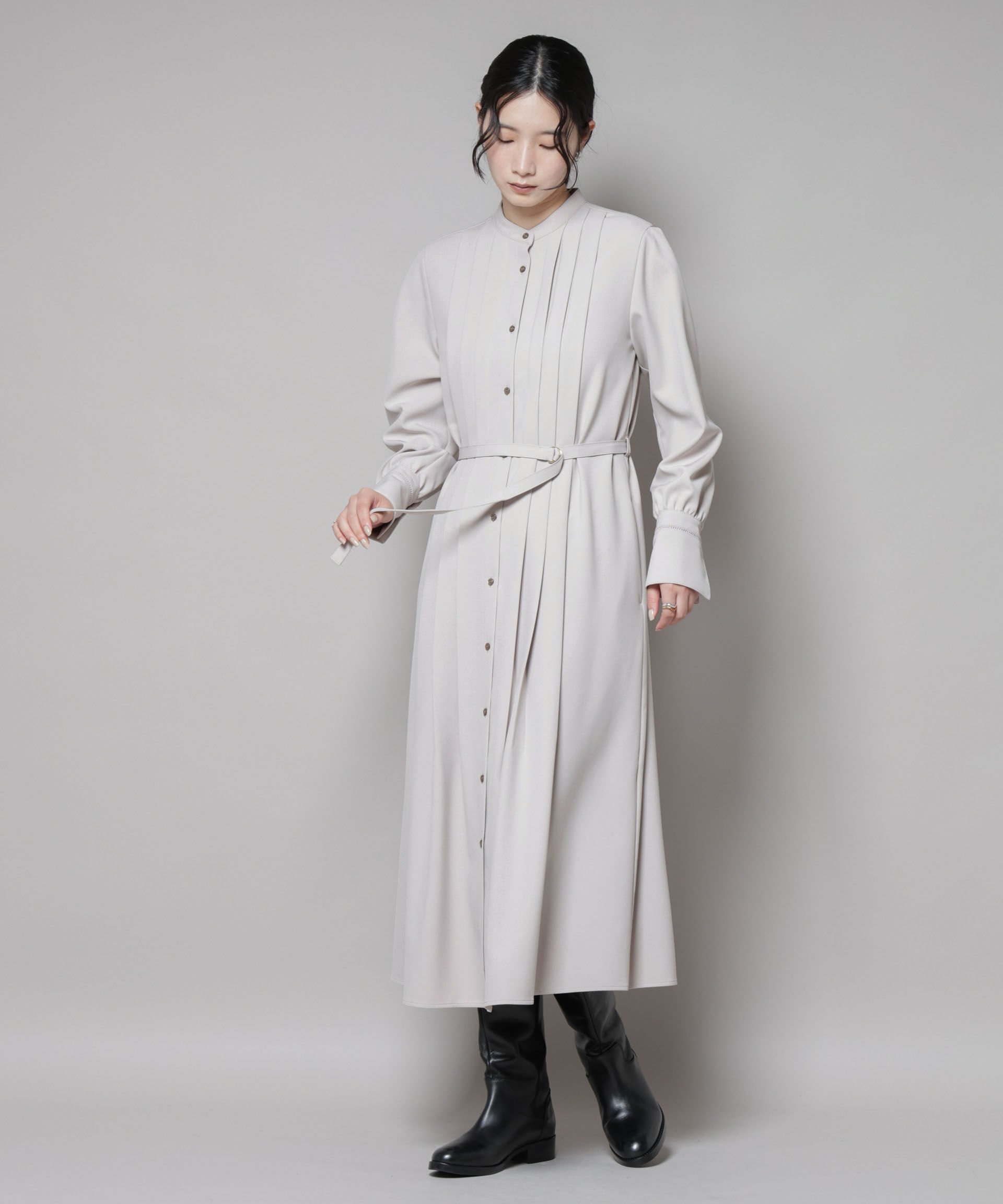 nano･universe「ダブルクロスベルト付きタックワンピース」|ワンピース|