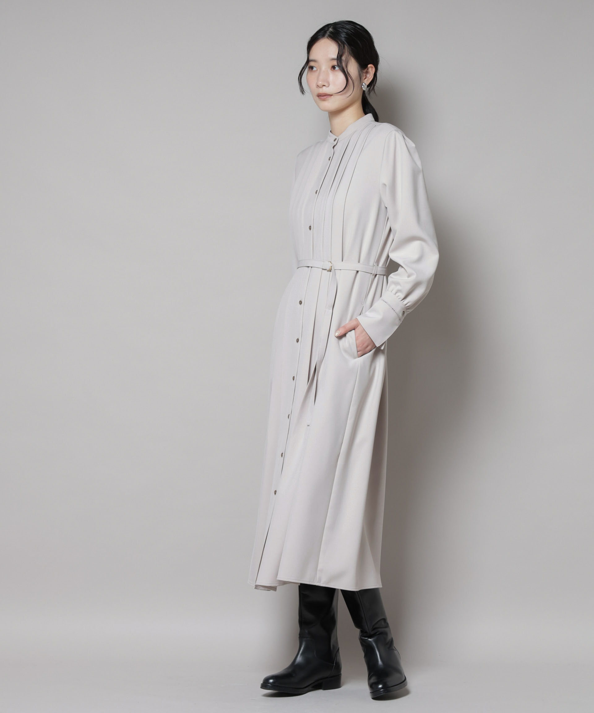 nano･universe「ダブルクロスベルト付きタックワンピース」|ワンピース|