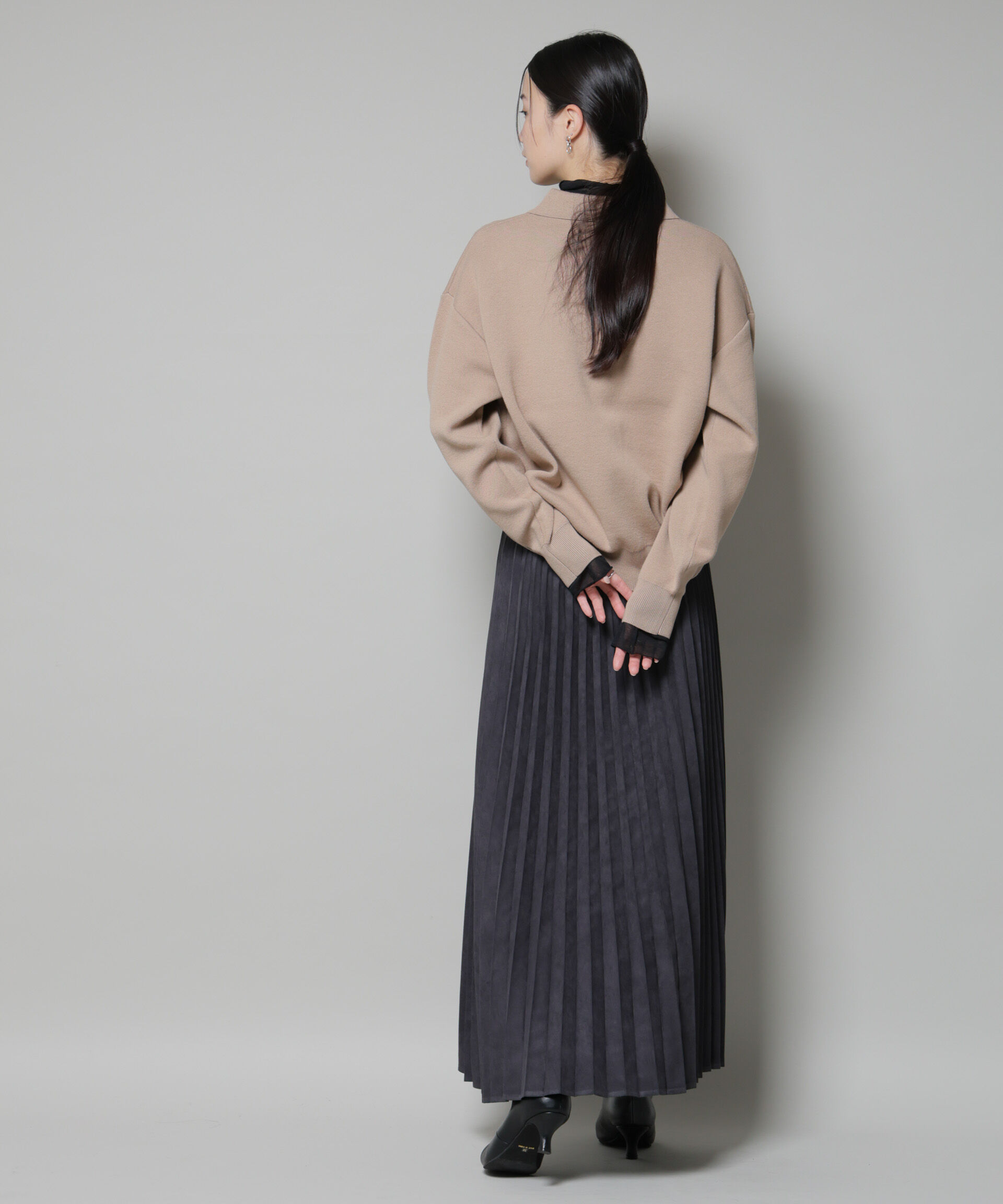 nano･universe「スウェットライク衿付きボタンニット」|ニット・セーター|