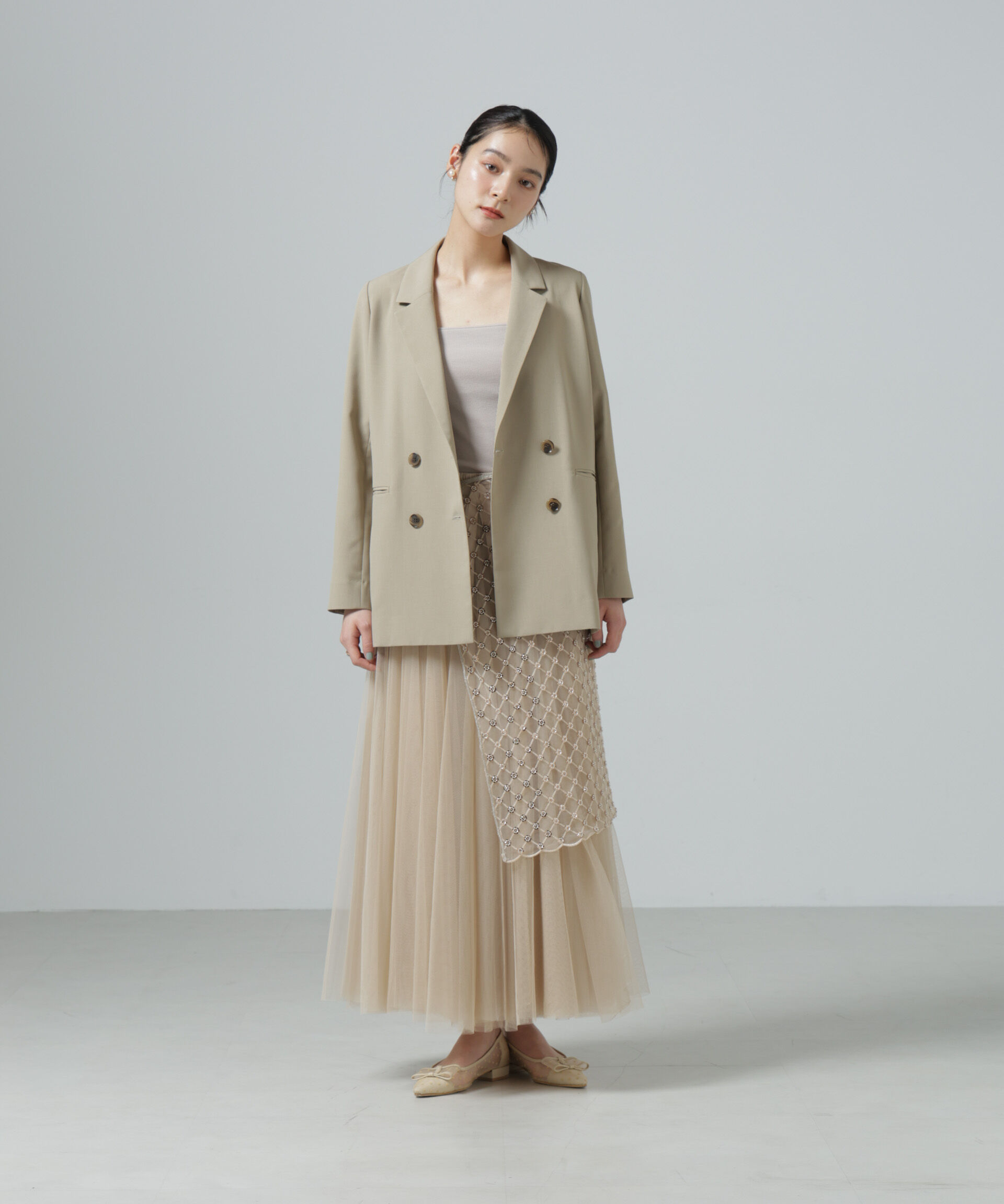 nano･universe「スパンコールビーズ刺繍ラップスカート」|スカート|