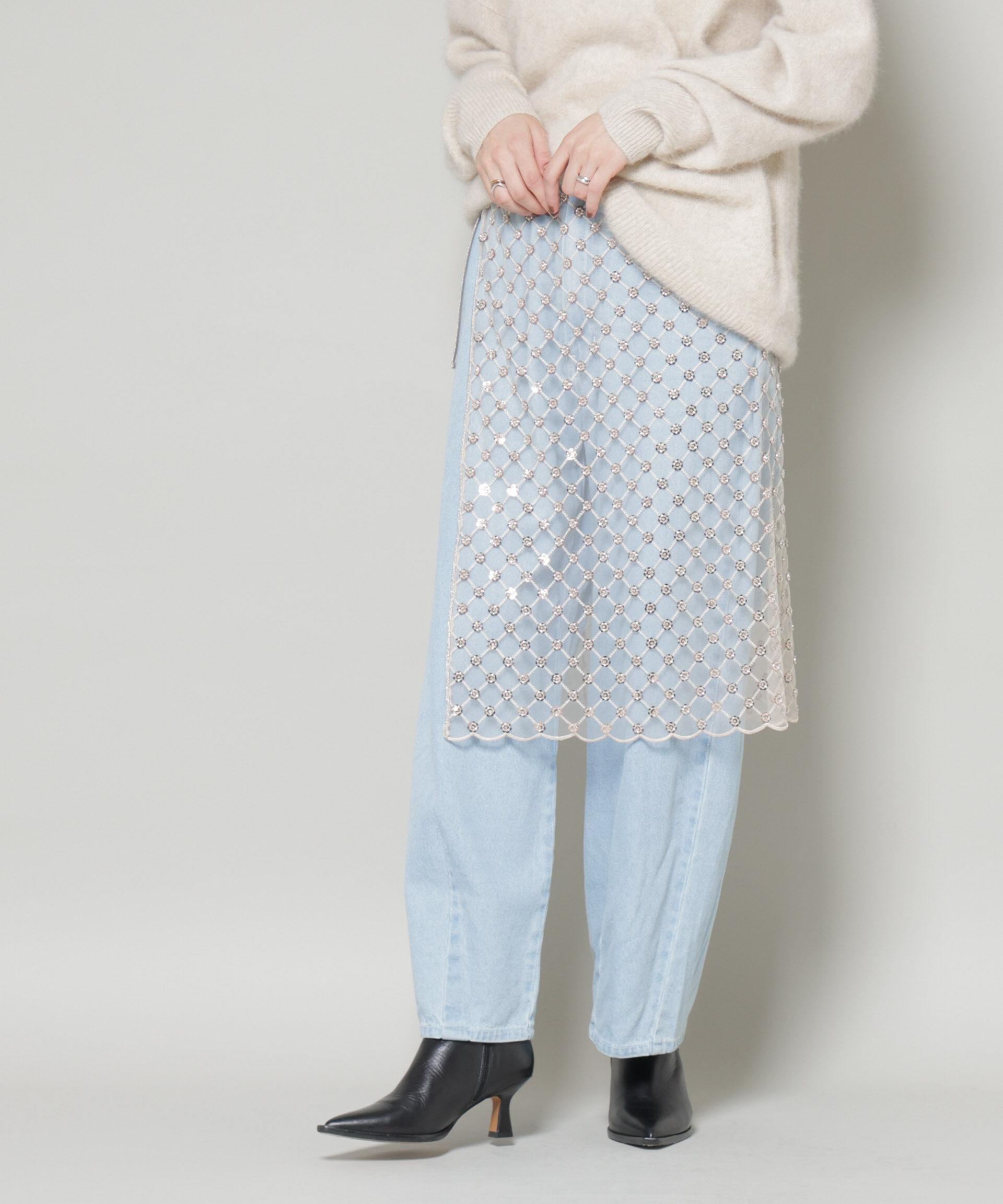 nano･universe「スパンコールビーズ刺繍ラップスカート」|スカート|