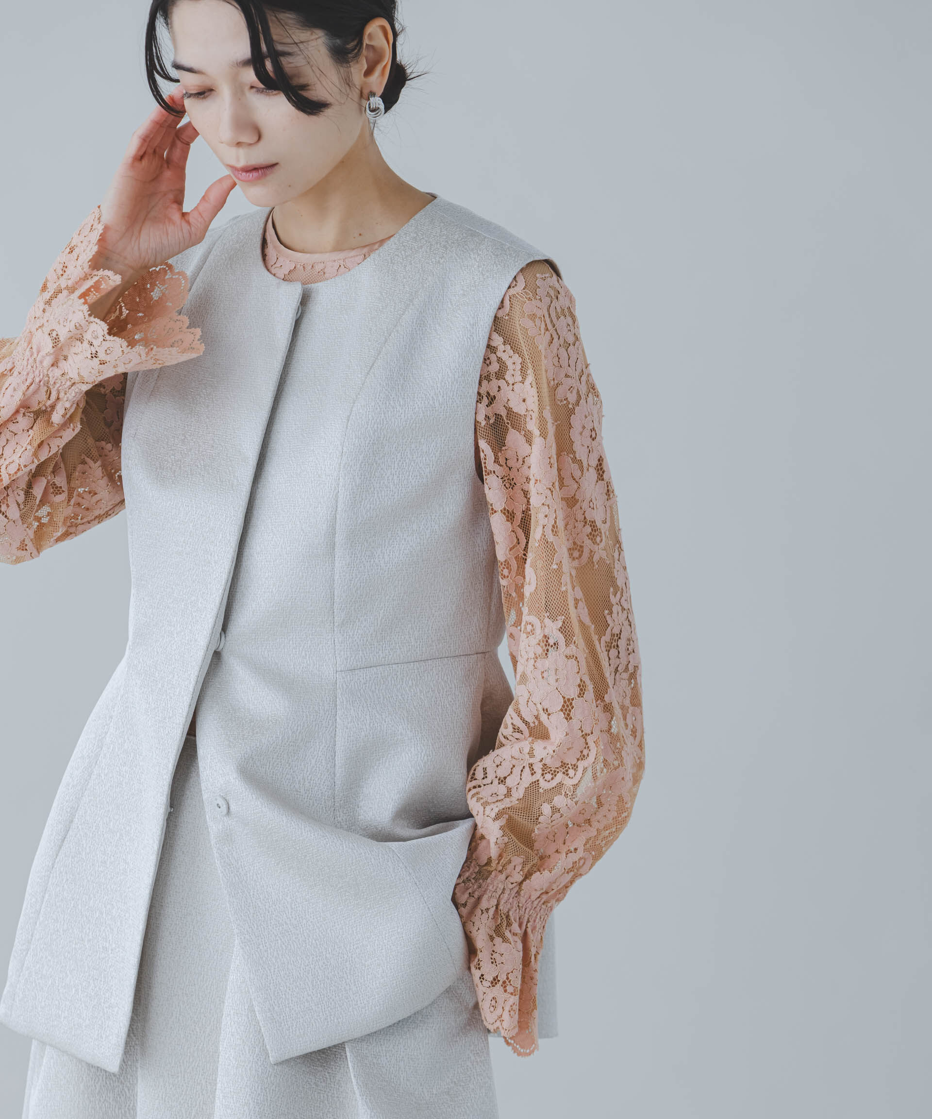 nano･universe「ジャガードペプラムジレ(セットアップ可)」|テーラードジャケット|アイボリー7