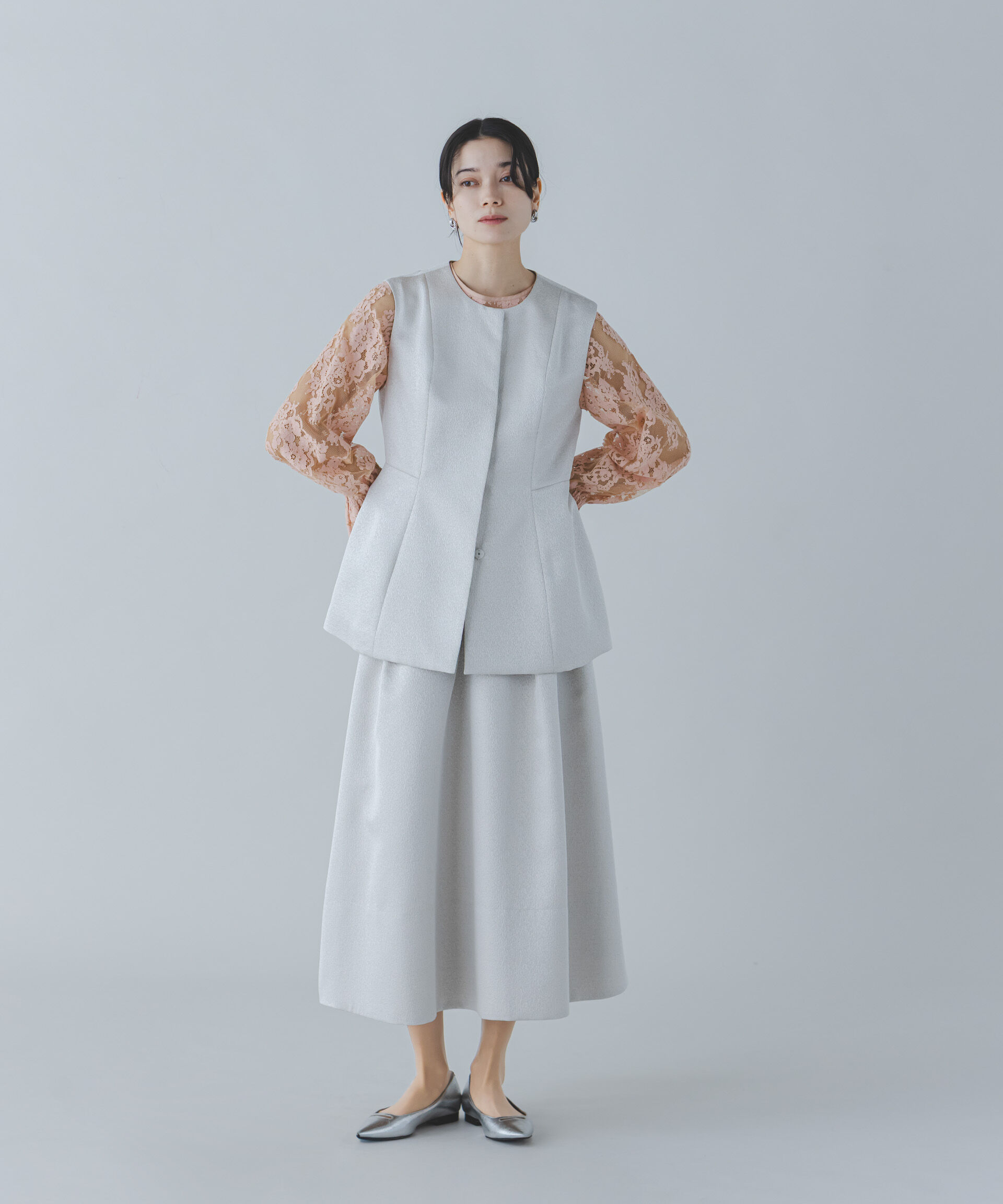 nano･universe「ジャガードペプラムジレ(セットアップ可)」|テーラードジャケット|