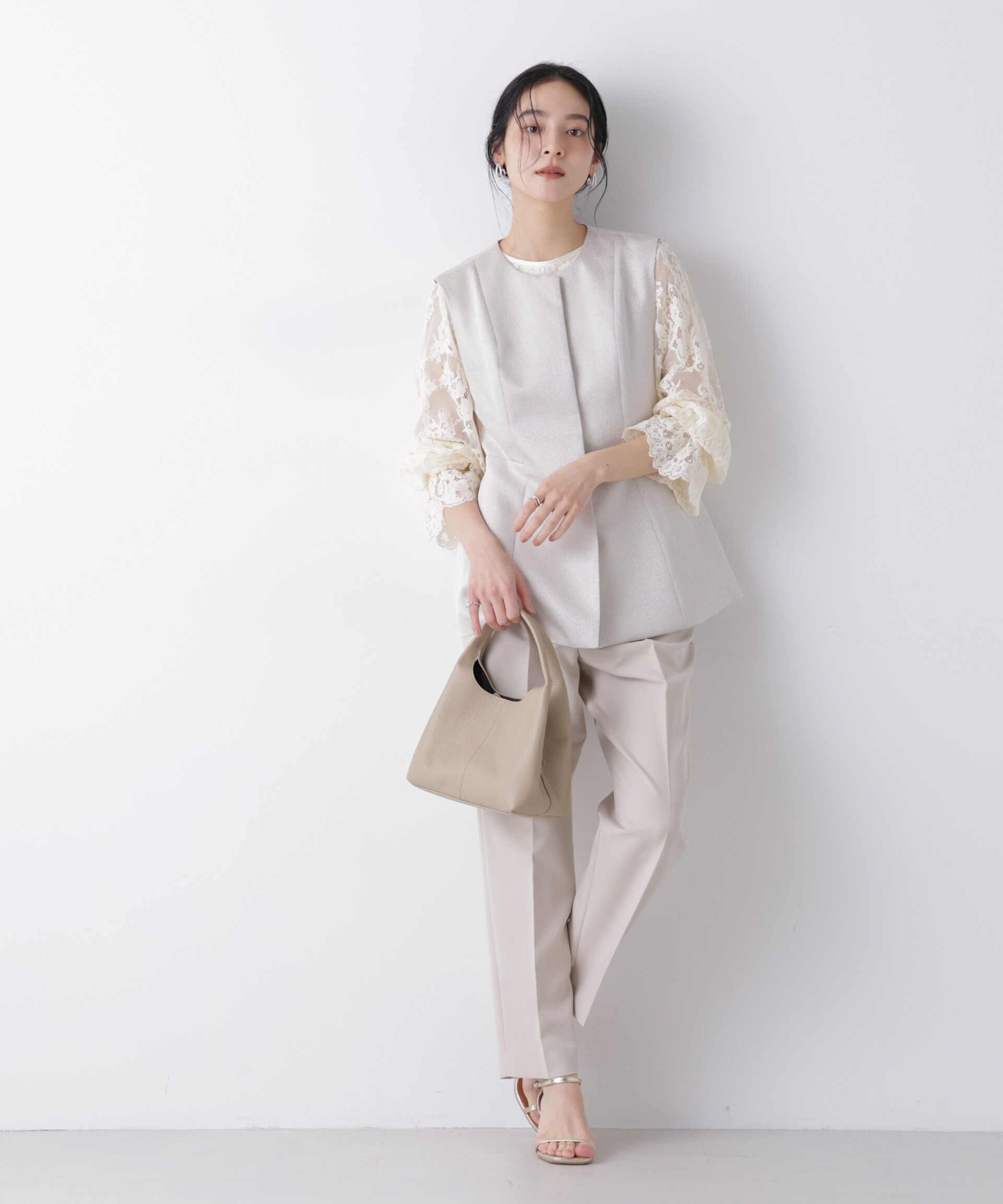 nano･universe「ジャガードペプラムジレ(セットアップ可)」|テーラードジャケット|