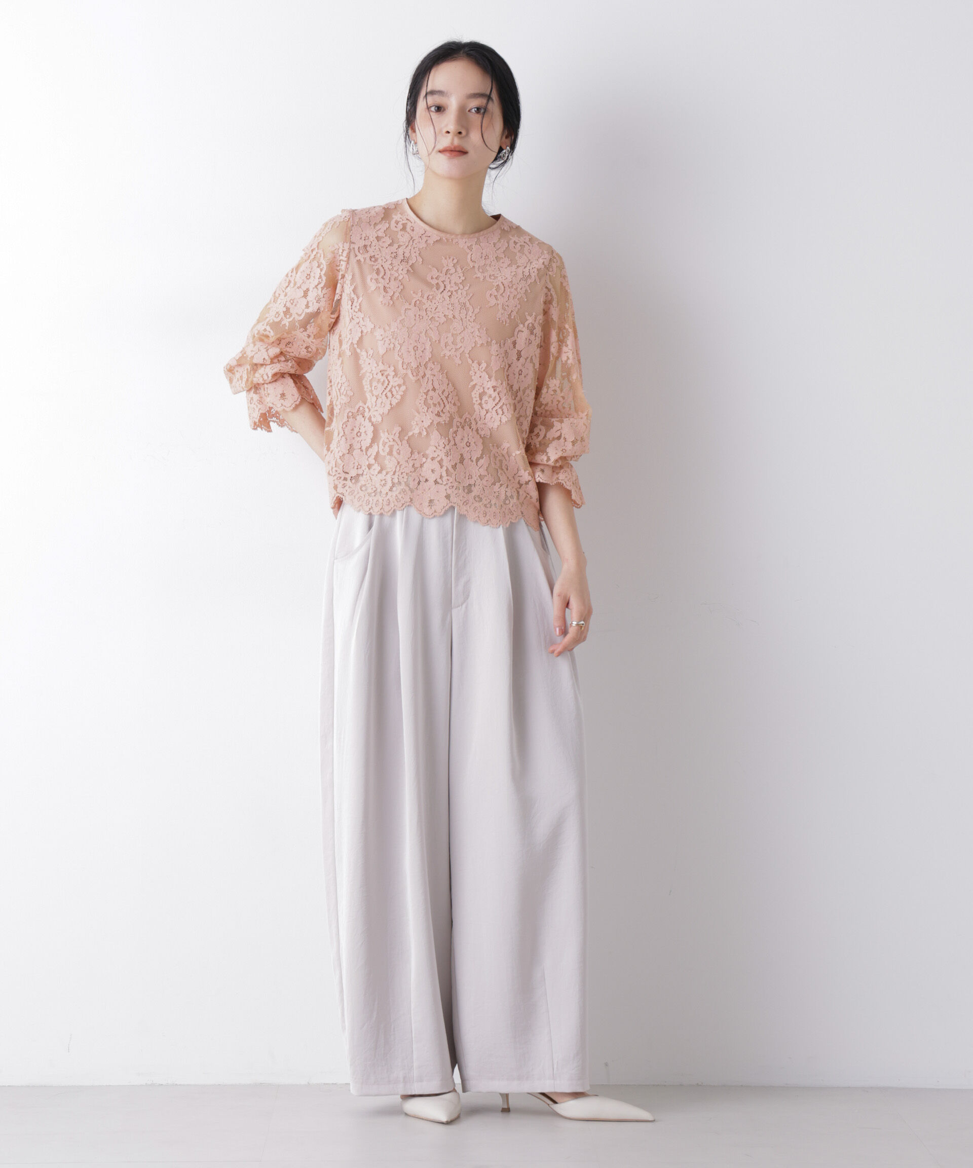 nano･universe「レーススカラップブラウス」|シャツ・ブラウス|