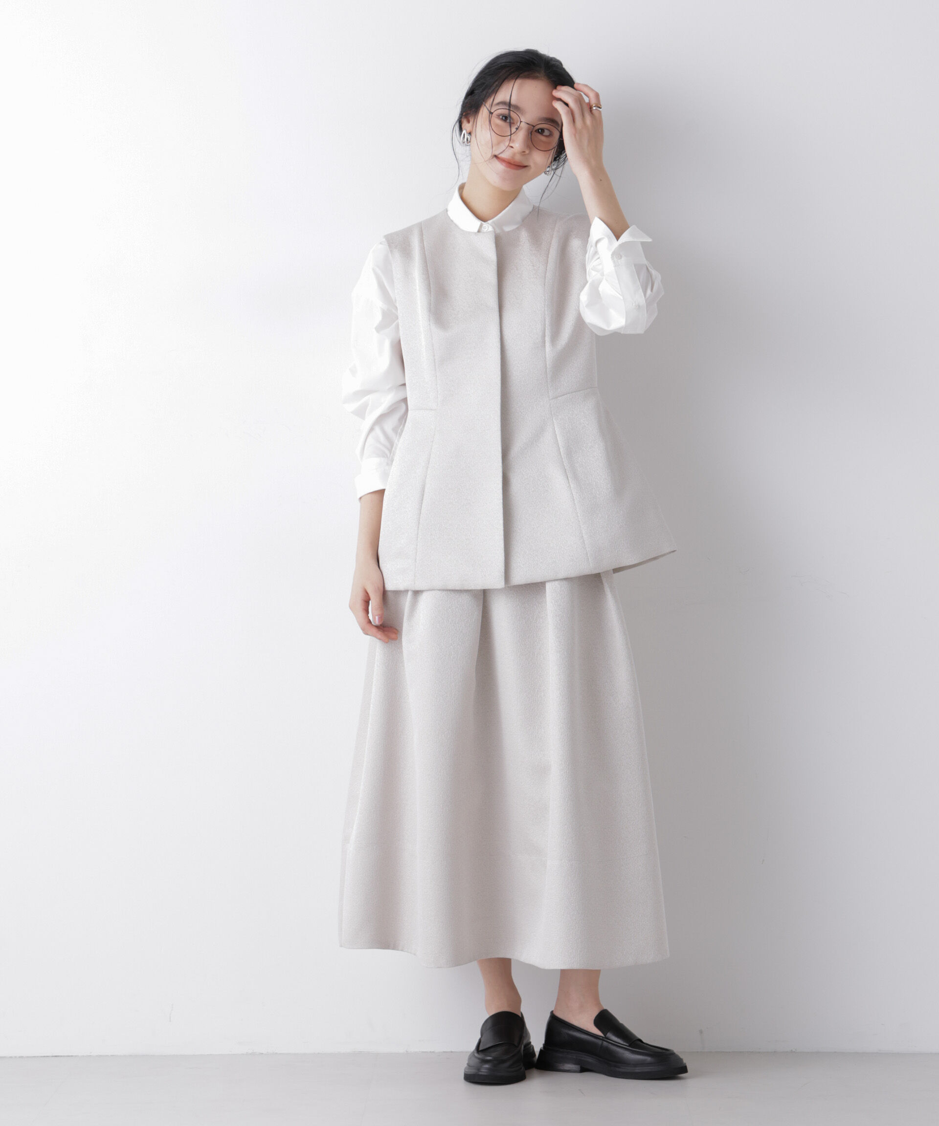 nano･universe「ジャガードボリュームタックスカート(セットアップ可)」|スカート|