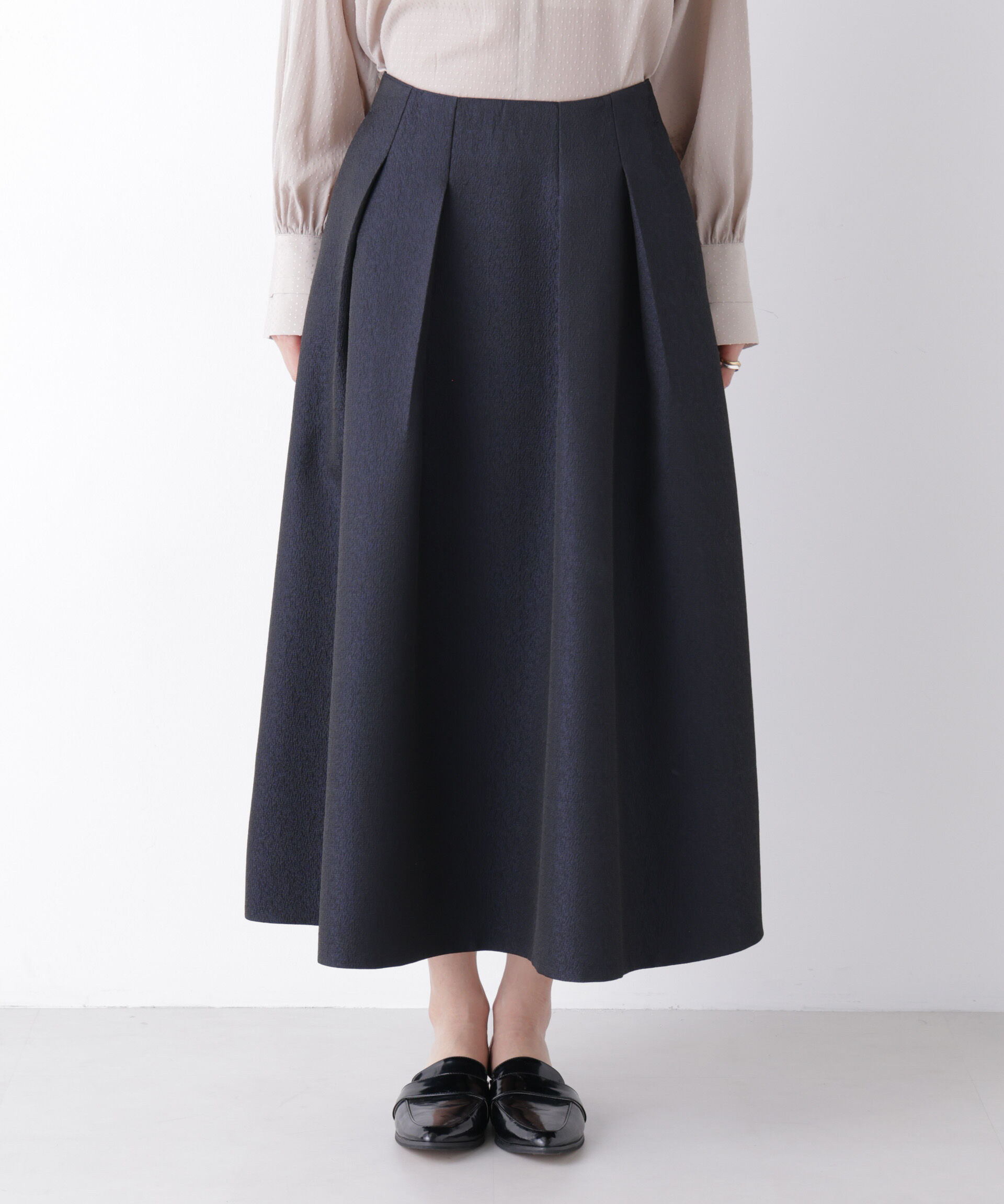 nano･universe「ジャガードボリュームタックスカート(セットアップ可)」|スカート|