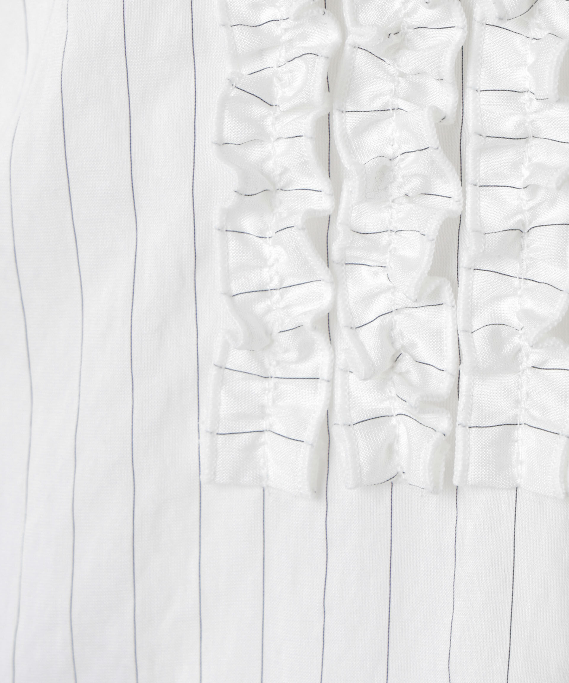 nano･universe「ストライプフリルブラウス」|シャツ・ブラウス|