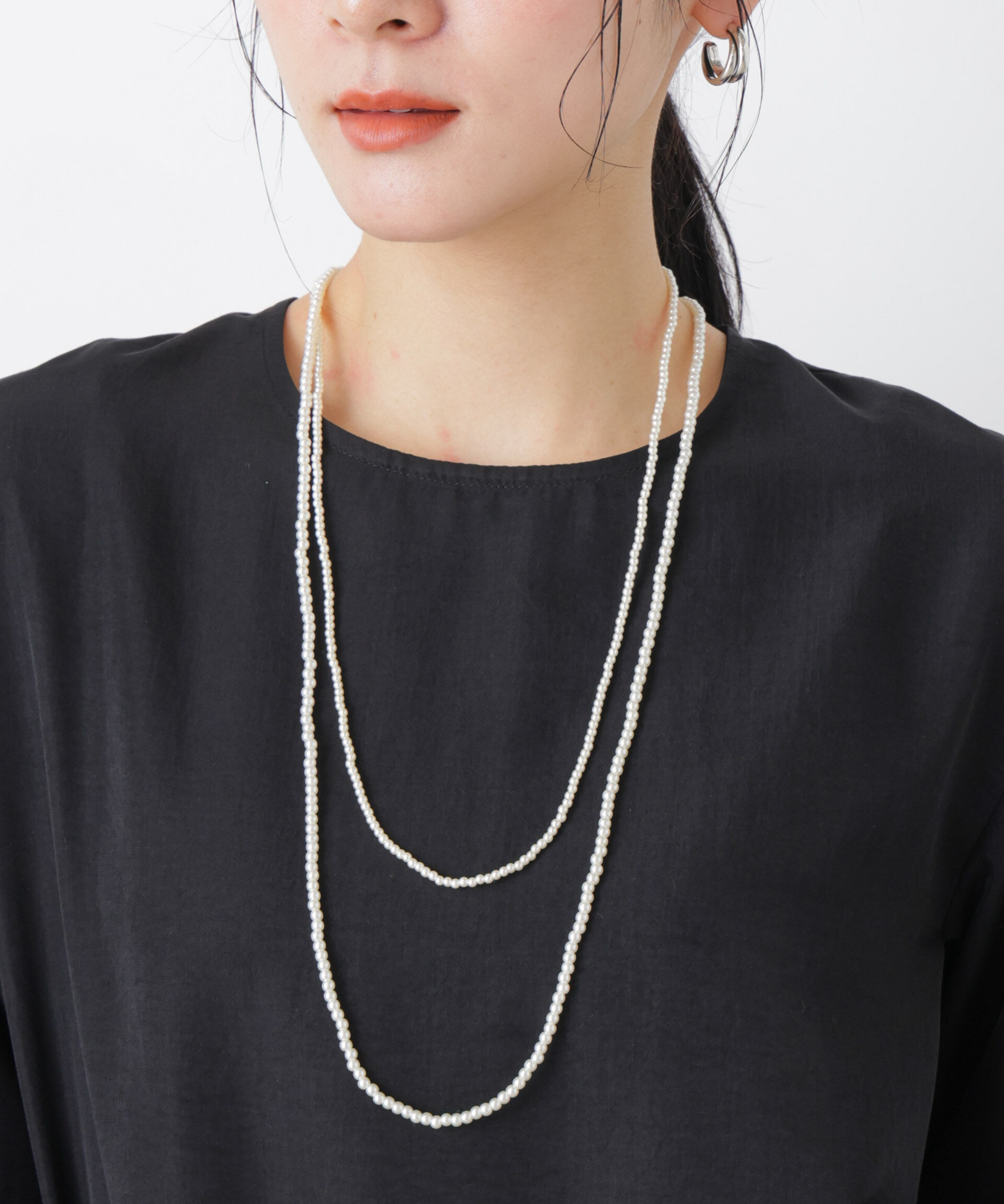 nano･universe「フェイクパールマルチウェイ3連ネックレス」|ネックレス|