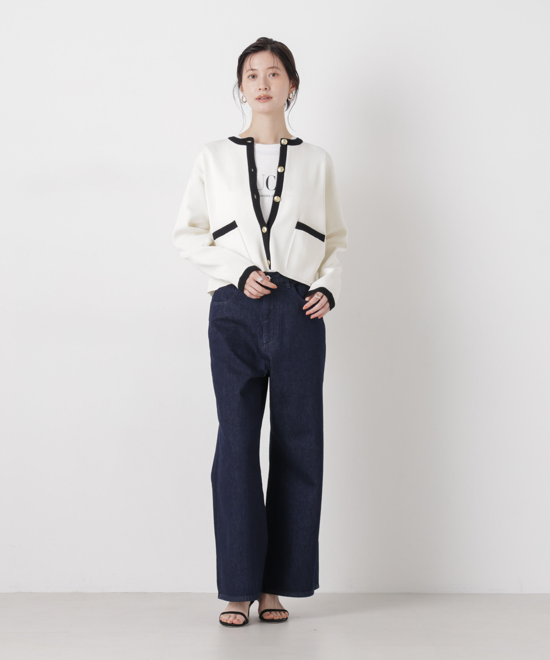 nano･universe「洗濯機洗可バイカラーニットジャケットカーディガン(セットアップ可)」|ニット・セーター|