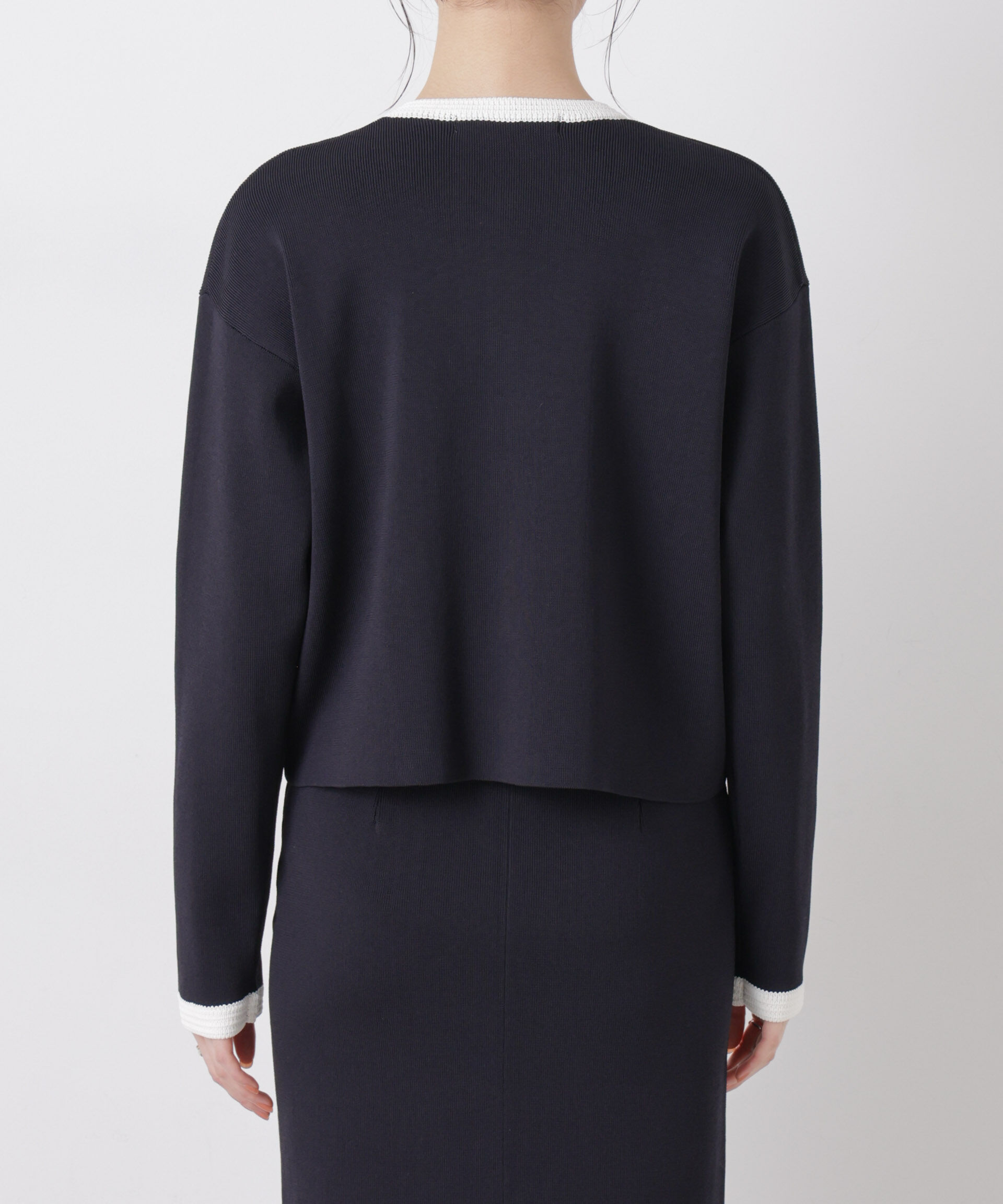 nano･universe「洗濯機洗可バイカラーニットジャケットカーディガン(セットアップ可)」|ニット・セーター|