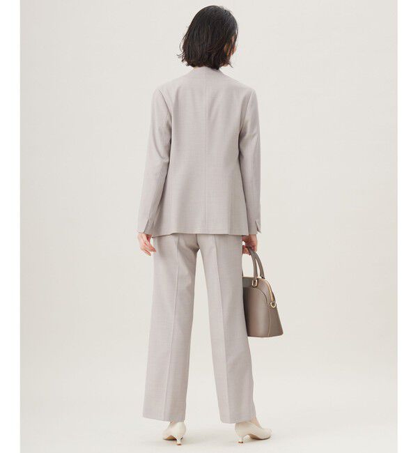 自由区「【セットアップ対応・洗える】ウールブレンドセットアップノーカラー ジャケット」|ノーカラージャケット|