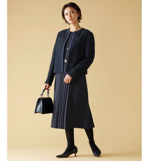 自由区「カラミツイードノーカラー ジャケット」|ノーカラージャケット|