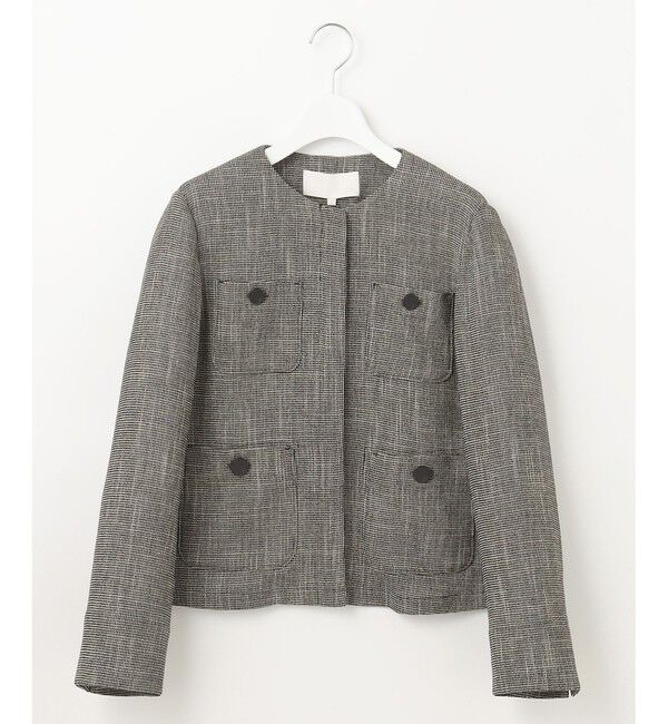 自由区「【洗える】ライトカラミノーカラー ジャケット」|ノーカラージャケット|