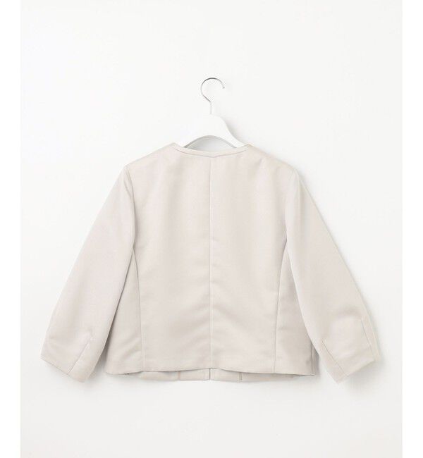 自由区「【洗える】グログランパフスリーブ ジャケット」|ノーカラージャケット|