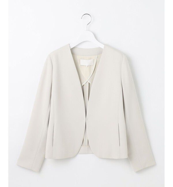 自由区「【ご好評アイテム・セットアップ対応・セレモニー・通勤】トリアセダブルクロスノーカラー ジャケット」|ノーカラージャケット|