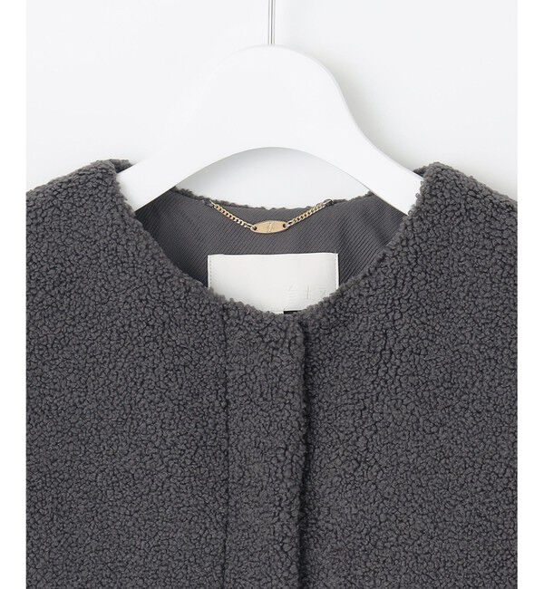 自由区「【洗える】ボアコンビ アウター」|ノーカラージャケット|