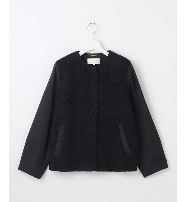 自由区「【洗える】ボアコンビ アウター」|ノーカラージャケット|