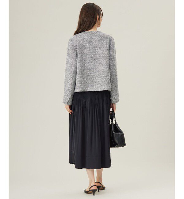 自由区「【セットアップ対応・洗える】ライトミックスツイード ジャケット」|ノーカラージャケット|