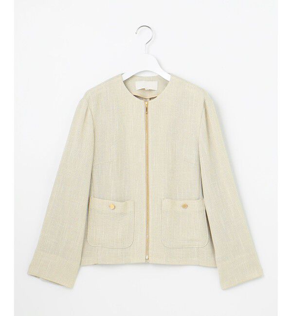 自由区「【洗える】ライトカラミノーカラー ジャケット」|ノーカラージャケット|