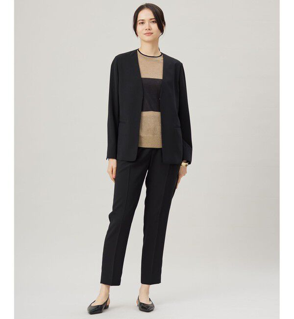 自由区「【セットアップ対応・接触冷感・UVケア・洗える】ライトストレッチノーカラー ジャケット」|ノーカラージャケット|