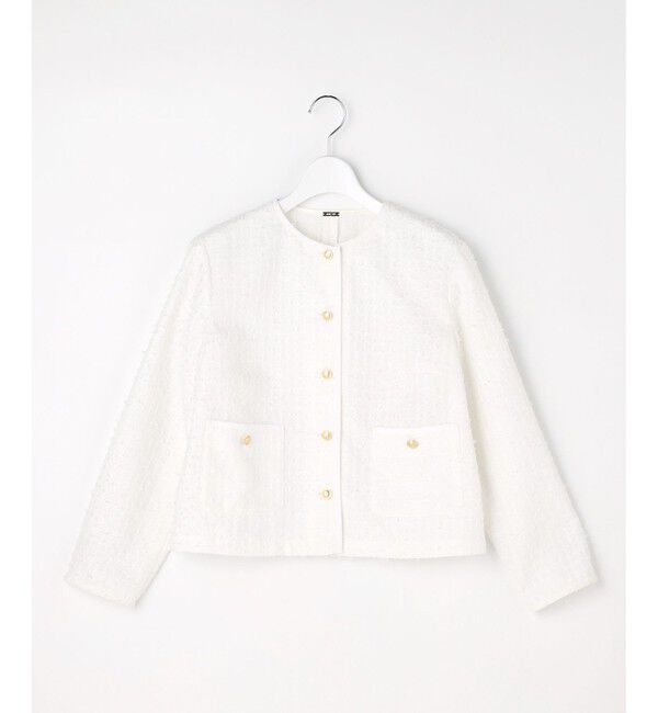 ANY SIS「リボンヤーンライトツイード ジャケット」|ノーカラージャケット|