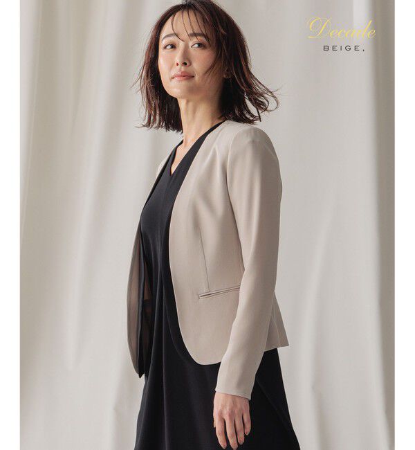 BEIGE,「CINDY / ダブルカラージャケット」|ノーカラージャケット|Sand &times; Black