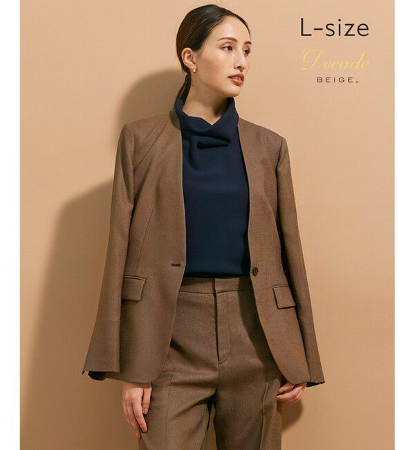 BEIGE,「【L-size】CAROLE / ノーカラージャケット」|ノーカラージャケット|Mocha