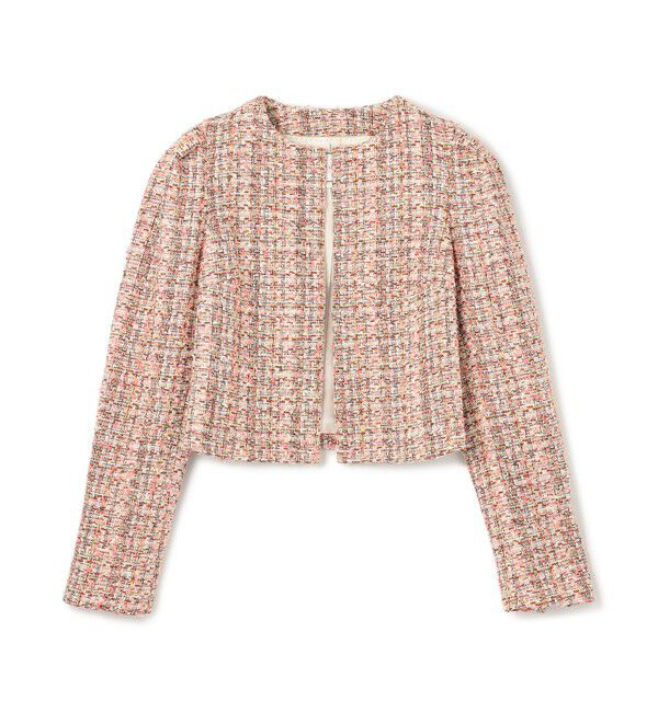 BEIGE,「TEASEL / ノーカラーツイードショートジャケット」|ノーカラージャケット|