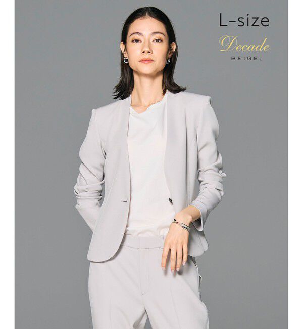 BEIGE,「【L-size・セットアップ対応】LUIZA / ノーカラージャケット」|ノーカラージャケット|L.Grey