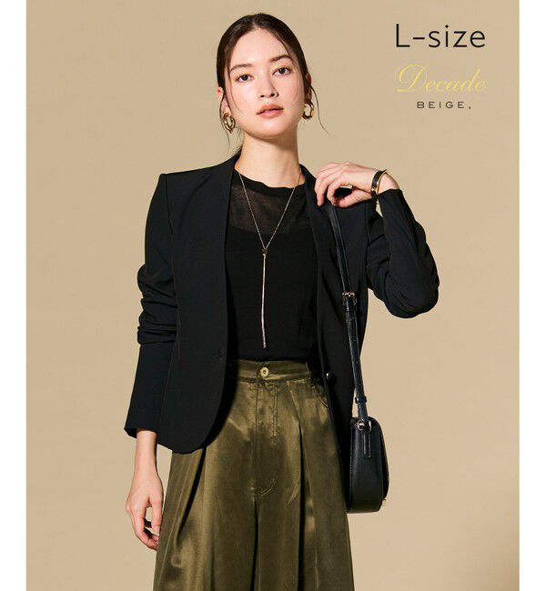 BEIGE,「【L-size・セットアップ対応】LUIZA / ノーカラージャケット」|ノーカラージャケット|Black