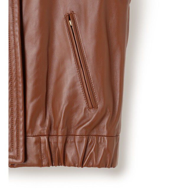 BEIGE,「【andGIRL 秋号掲載】CLYDE / ステッチデザインラムレザーブルゾン」|ノーカラージャケット|