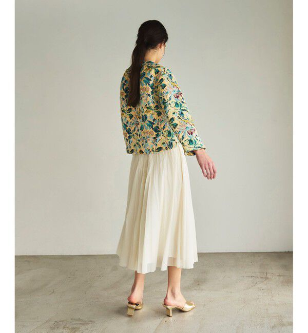 GRACE CONTINENTAL「フラワージャガードノーカラージャケット」|ノーカラージャケット|