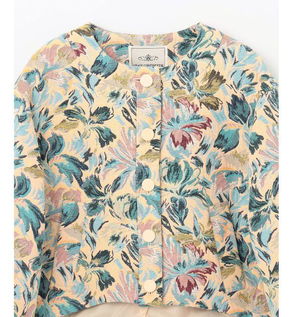 GRACE CONTINENTAL「フラワージャガードノーカラージャケット」|ノーカラージャケット|