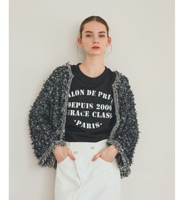 Grace Class「ツイーディーニットジャケット」|ノーカラージャケット|