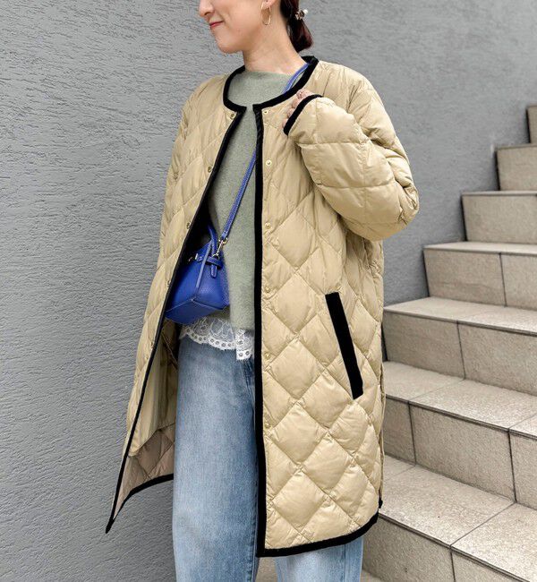 NOLLEY'S「【TAION&times;LIMONTA】別注ベロアパイピングロングダウン」|ダウン|ベージュ