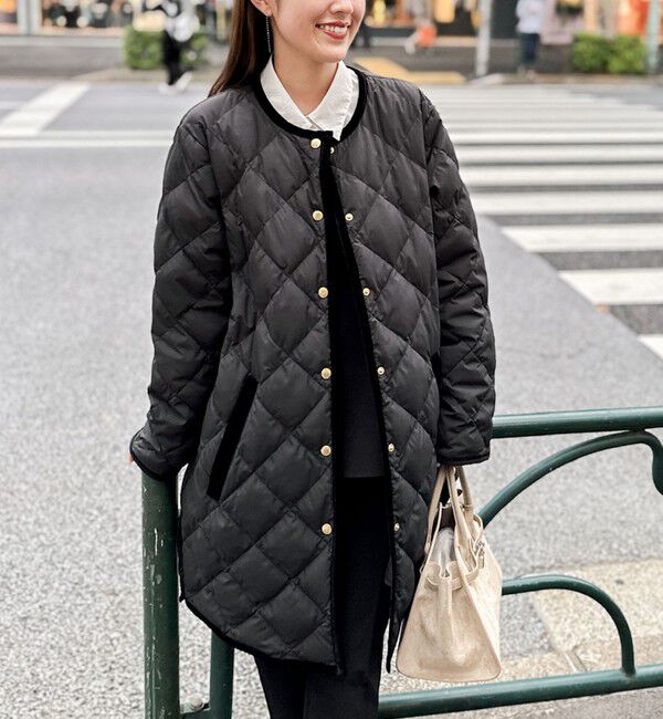 NOLLEY'S「【TAION&times;LIMONTA】別注ベロアパイピングロングダウン」|ダウン|ブラック