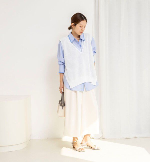 NOLLEY'S「《手洗い可能》Ｖネックレースジレ」|ベスト・ジレ|