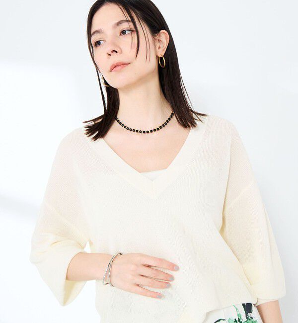 NOLLEY'S sophi「《手洗い可能》ペーパー混深V片畦プルオーバー」|ニット・セーター|