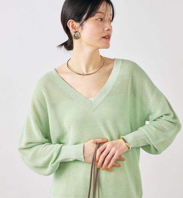 NOLLEY'S sophi「《手洗い可能》ペーパー混深V片畦プルオーバー」|ニット・セーター|