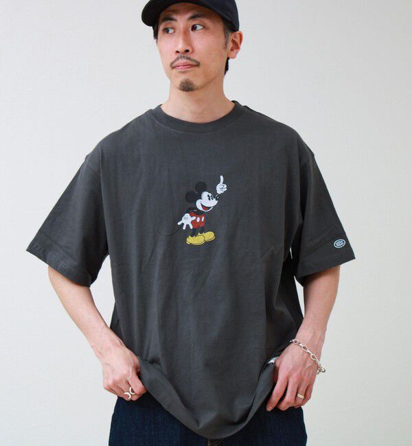 GLOSTER「【DISCUS】Disney ミッキープリントTシャツ」|Tシャツ・カットソー|ブラック系その他2