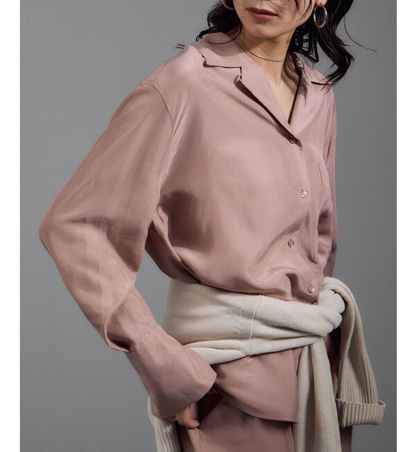 SALON adam et rope'「[25AW]GENTLE SILK オープンカラーシャツ / セットアップ対応・洗える」|シャツ・ブラウス|ピンク系(65)