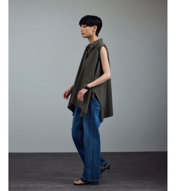 SALON adam et rope'「近江晒タイプライターノースリーブシャツ」|シャツ・ブラウス|