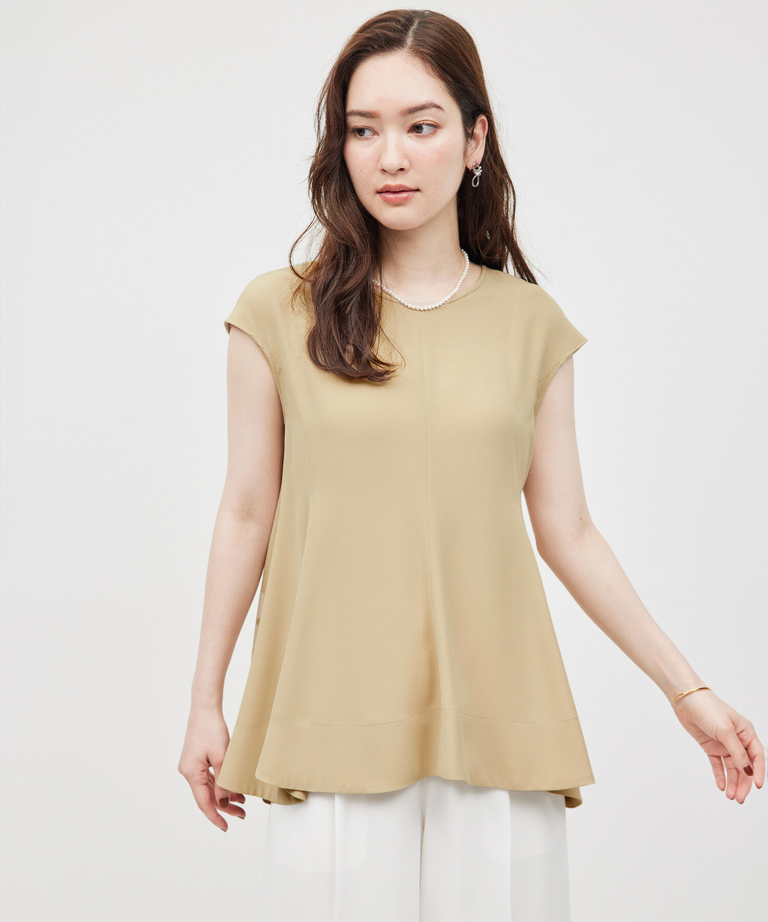 ROPE「トリアセバックサテンペプラムブラウス/セットアップ対応」|シャツ・ブラウス|ベージュ(27)