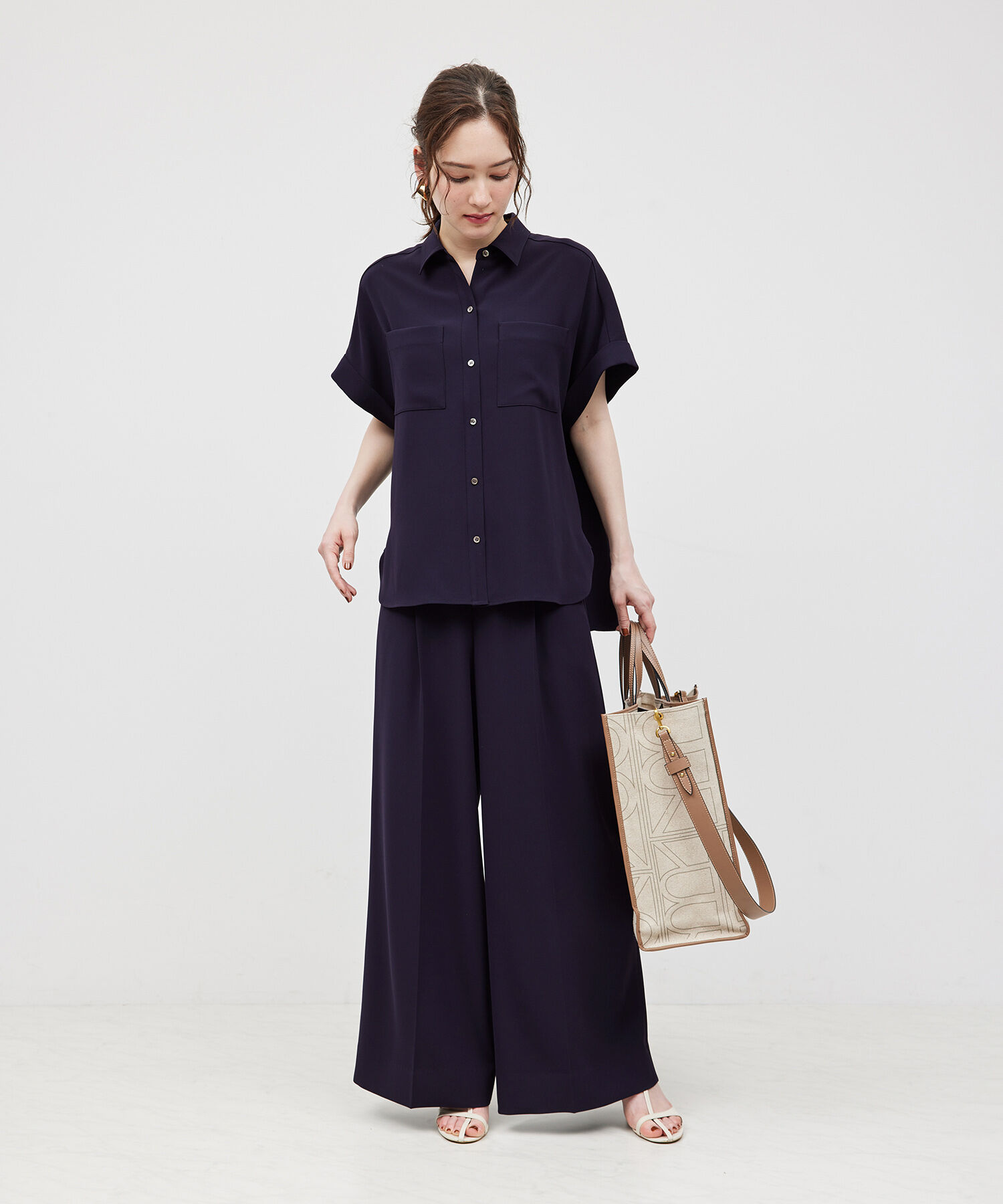 ROPE「トリアセバックサテンワイドパンツ/セットアップ対応【メディア掲載】」|その他|