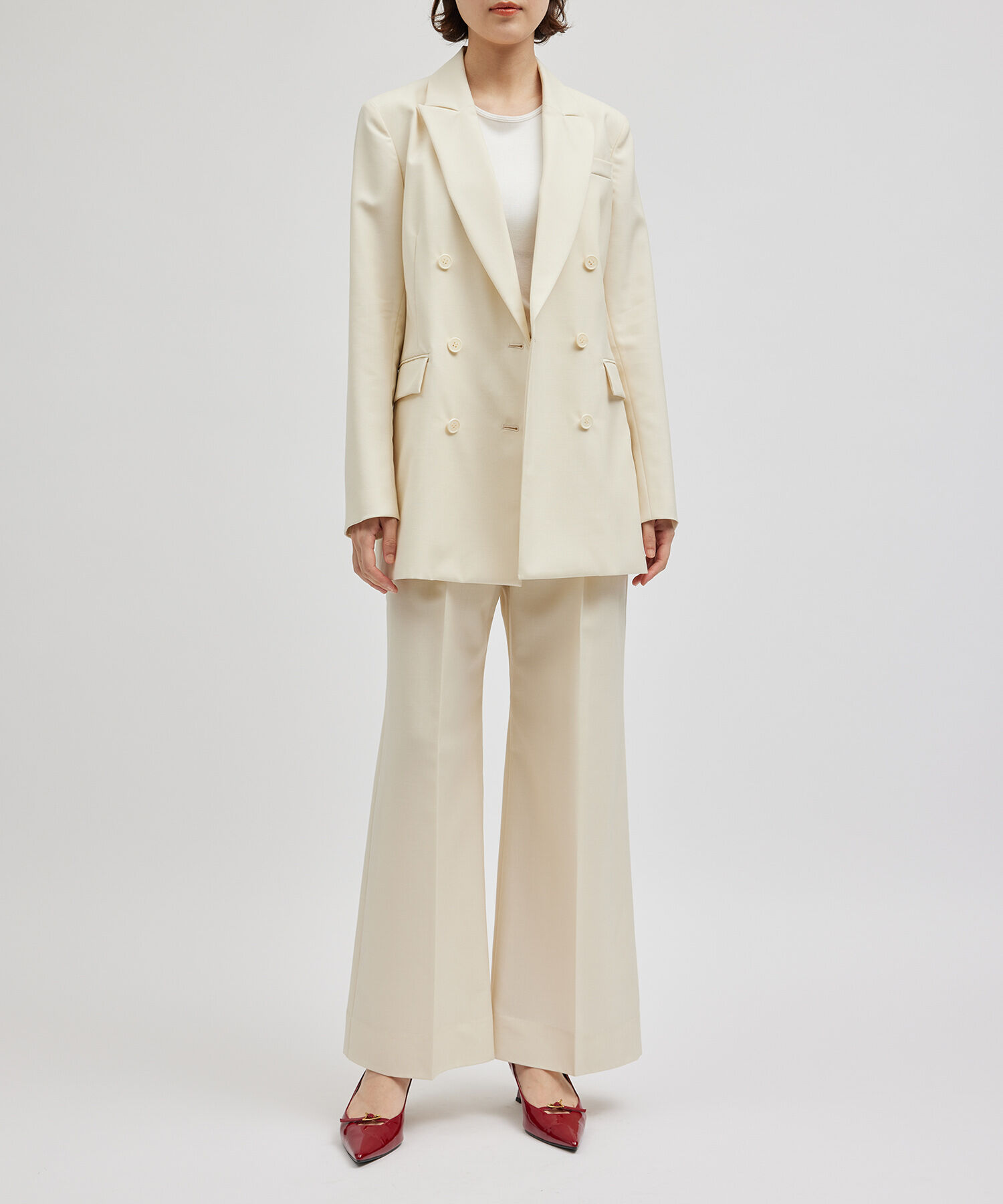 ROPE「ウールモヘヤセミフレアパンツ/セットアップ対応」|その他|オフホワイト(15)