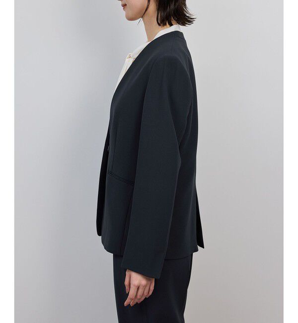 ROPE「トリアセダブルクロスＶネックジャケット/イージーケア」|ノーカラージャケット|