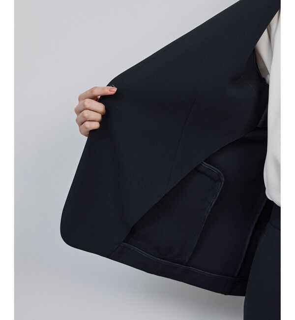 ROPE「トリアセダブルクロスＶネックジャケット/イージーケア」|ノーカラージャケット|