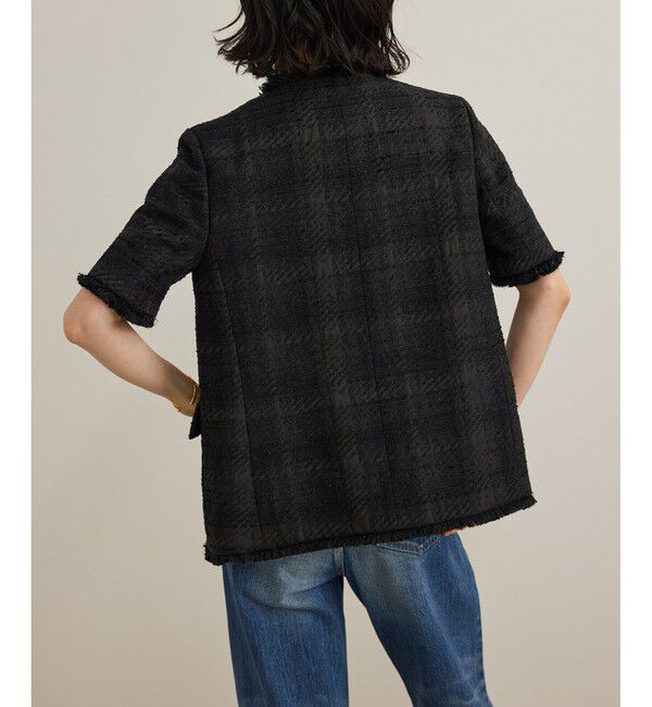 ROPE「サマーツイードハーフスリーブジャケット」|ノーカラージャケット|