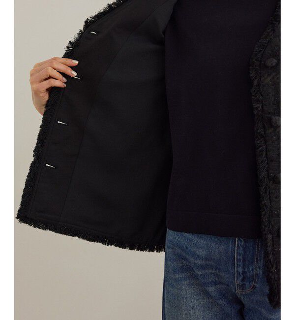 ROPE「サマーツイードハーフスリーブジャケット」|ノーカラージャケット|